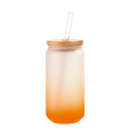 16oz Sublimation blank glass Jar Cans ombre gradient Tumblers (Includes Bamboo Lid & Straw)